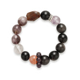 OZ Himalaya Series PL1006 Multi-Gemstone Beaded Bracelet - Amethyst, Red Aventurine & Silver Sheen Obsidian